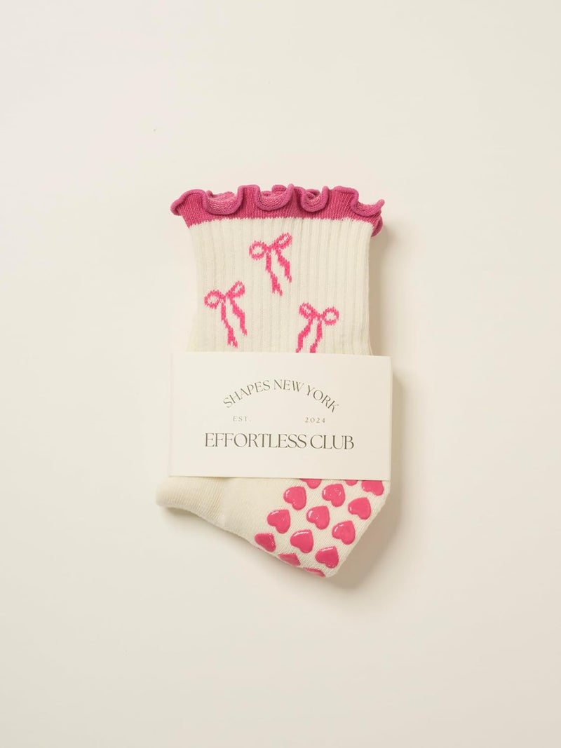 Shapes Studio Crew Half Calf Grip Socks, Cutest Fruits Pilates Socks, Ruffle socks, Non-Slip, Barre Yoga Fitness - Image 4